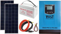 Zdjęcie Off-gridowy zestaw solarny 1000W: panele 180W + DEEP 110AH + przewody do połączenia + zasilacz awaryjny Sinus PRO ULTRA 2000 12V + 60A MPPT inwerter s - Pyskowice