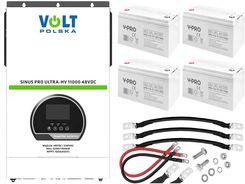 Zdjęcie Zestaw: inwerter solarny SINUS PRO ULTRA-HV 1000 48/230V (5200/11000W) + 100A MPPT (450V) WiFi + 4 x akumulator żelowy Volt GEL VPRO Premium 12V 110Ah - Wojkowice