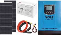 Zdjęcie Off-gridowy zestaw solarny 1000W: 2x panele 220W + GEL 110AH + przewody do połączenia + zasilacz awaryjny Sinus PRO ULTRA 2000 12V + 60A MPPT inwerter - Świętochłowice