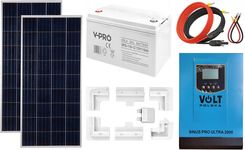 Zdjęcie Off-gridowy zestaw solarny 1000W: panele 180W + GEL 110AH + przewody do połączenia + zasilacz awaryjny Sinus PRO ULTRA 2000 12V + 60A MPPT inwerter so - Mysłowice