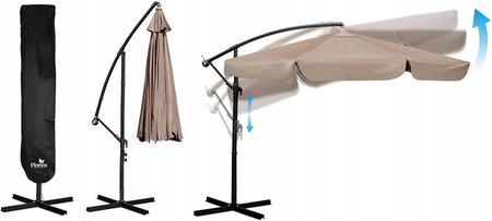 Plonos Parasol Ogrodowy Duży Składany Z Wysięgnikiem Pokrowiec 6 Segmentów 350Cm 488003 - zdjęcie 4