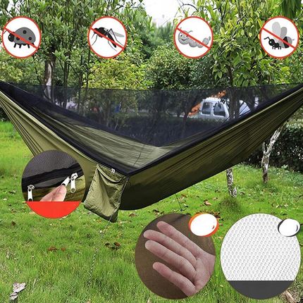 Bedee Przenośny Hamak Do Biwakowania 290×140Cm Zielony Moskitierą Tarp Zestaw 1814109524 - zdjęcie 5