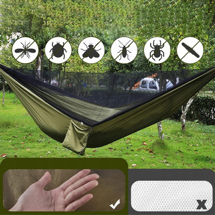 Bedee Przenośny Hamak Do Biwakowania 290×140Cm Zielony Moskitierą Tarp Zestaw 1814109524 - zdjęcie 4