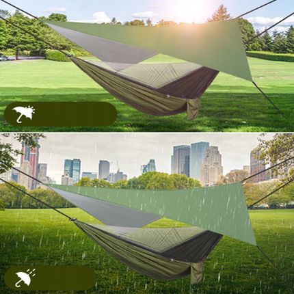 Bedee Przenośny Hamak Do Biwakowania 290×140Cm Zielony Moskitierą Tarp Zestaw 1814109524 - zdjęcie 3