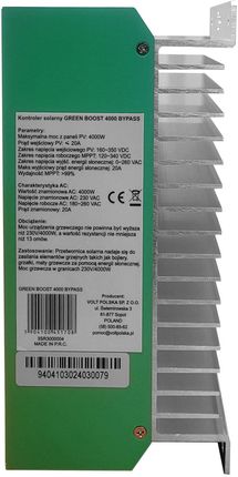Off-gridowy zestaw solarny do grzałek i bojlerów: kontroler solarny typu GREEN BOOST 4000 BYPASS + 8x panel fotowoltaiczny Longi Solar 430W 33V - zdjęcie 6