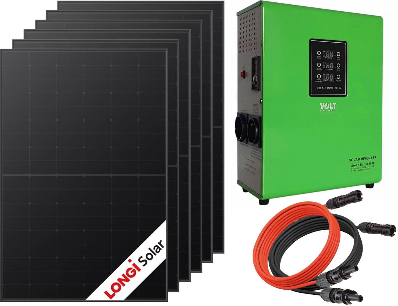 Zdjęcie Off-gridowy zestaw solarny do grzałek i bojlerów: przetwornica 230V GREEN BOOST MPPT-3000 + 6x panel fotowoltaiczny Longi Solar 430W 33V - Dąbrowa Górnicza