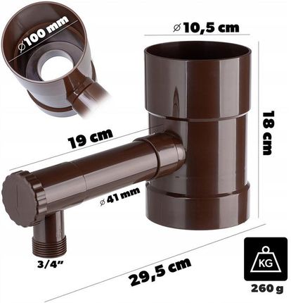 Kadax Zbieracz Łapacz Deszczówki Wody Deszczowej Z Rynny Zaworem Chwytacz 100mm K10756 - zdjęcie 3
