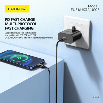 Foneng Eu51 Gan Typ C Pd 25W Z Kablem Typ C Na Typ C - zdjęcie 2