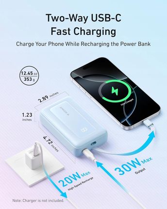 Anker Ładowarka Gan Powerport Iii 65W Usb-C X2 Usb-A Nano Ii Biała - zdjęcie 5