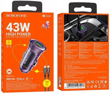 Borofone Bz26A Shadow Usb Typ C Pd 43W 3A - zdjęcie 2