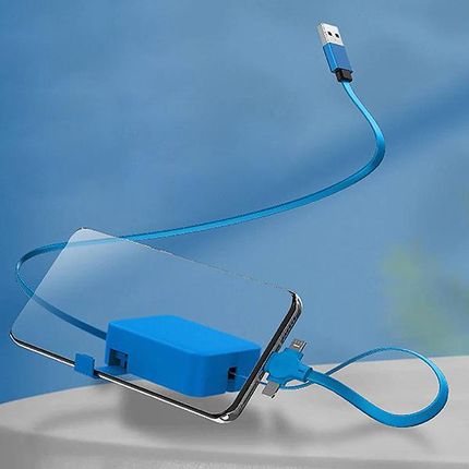 Caseon Kabel Usb 3W1 Kostka Typ C Microusb Lighting Granatowy - zdjęcie 3