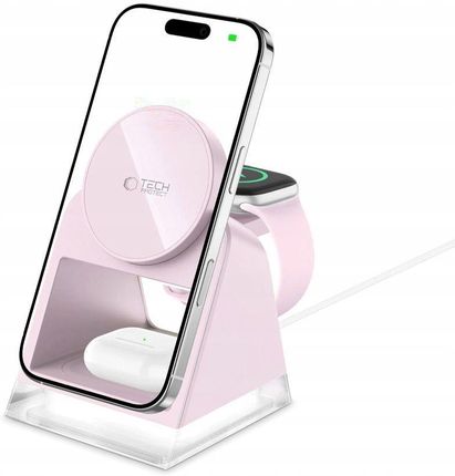 Tech-Protect Qi15W-A43 3In1 Magnetic Magsafe Wireless Charger Baby Pink - zdjęcie 3