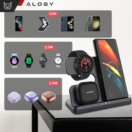 Alogy Indukcyjna 3W1 Qi Szybka Do Samsung S24 S23 S22 Qc - zdjęcie 2