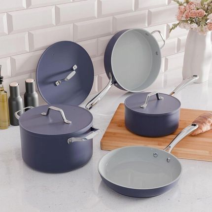 Ceramiczny zestaw garnków i patelni CIARRA CBCWSM7 4 elementy niebieski - zdjęcie 2