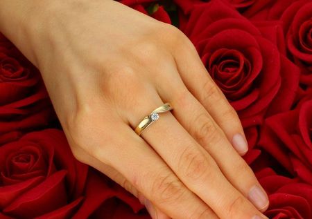 Diament Pierścionek zaręczynowy złoty 585 z cyrkonią OUP000000-022 - zdjęcie 2
