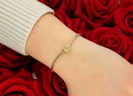 Charms złoty próba 585 zdobiony cyrkoniami typu Pandorka DIA-CHA-12937-585 - zdjęcie 2