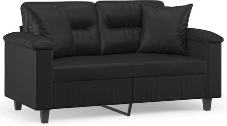 Dkd Home Decor sofa 2-osobowa z dekoracyjnymi poduszkami czarna 120 cm sztuczna skóra - zdjęcie 2