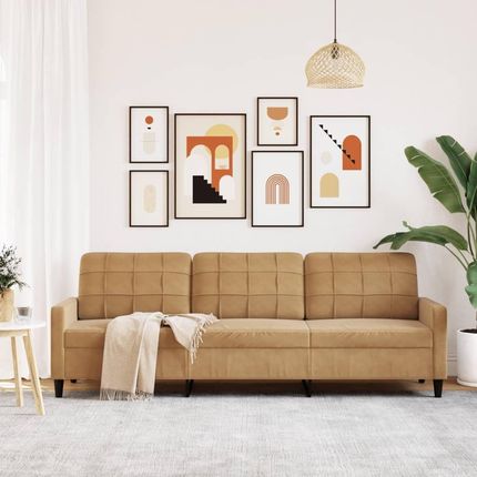 Dkd Home Decor sofa 3-osobowa brązowa 210 cm aksamit - zdjęcie 2