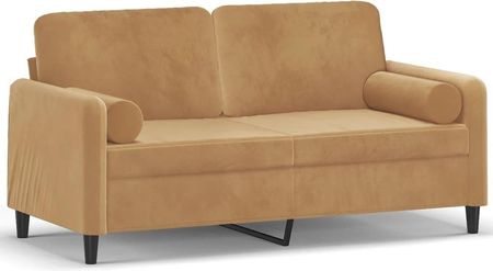 Dkd Home Decor sofa 2-osobowa z dekoracyjnymi poduszkami brązowa 140 cm aksamitna - zdjęcie 2