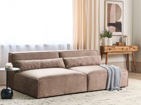 Beliani Sofa modułowa bez podłokietników 2-osobowa brązowa tapicerowana czarne nóżki nowoczesna kanapa meble do salonu - zdjęcie 2