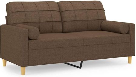 Nowodvorski sofa 2-osobowa z poduszkami dekoracyjnymi tkanina brązowa 140 cm - zdjęcie 2