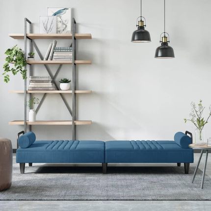 Dkd Home Decor Sofa rozkładana z podłokietnikami niebieski aksamit - zdjęcie 2