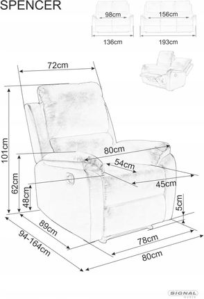 Signal SOFA ROZKŁADANA WELUROWA SPENCER 3 os. VELVET CAPPUCCINO BLUVEL 38 - zdjęcie 3