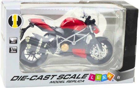 Lean Toys Motocykl Sportowy Metalowy Światła Dźwięki Srebrne Elementy Czerwony 1:12 - zdjęcie 3