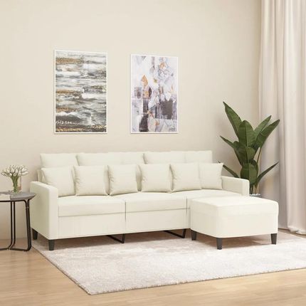 Zakito Home Sofa 3 osobowa z podnóżkiem aksamit kremowy 198x77x80cm (ZH3201115) - zdjęcie 3