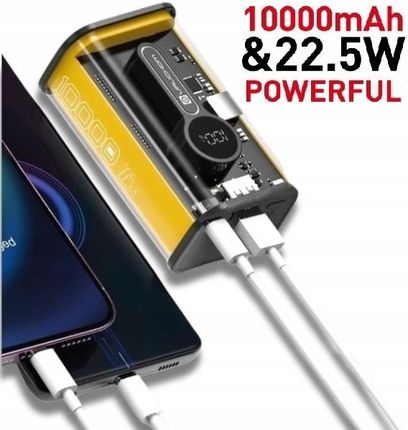 Uruchom Powerbank 10000 Mah 22 5W Lekki Qc4 0 Pd3 Usb C Żółty Power Bank - zdjęcie 2
