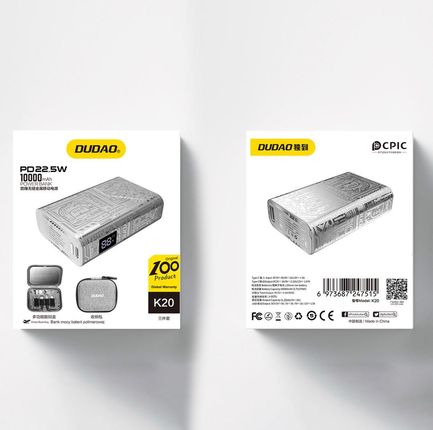 Dudao Emaga Stylowy Powerbank 10000Mah Usb A C 22 5W Srebrny - zdjęcie 5