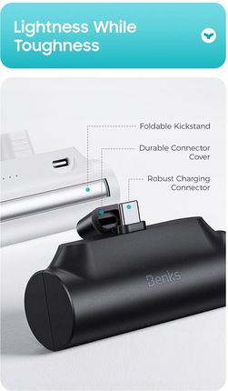 Benks Power Bank 5000Mah Pb15 Mini Typ C Czarny - zdjęcie 3