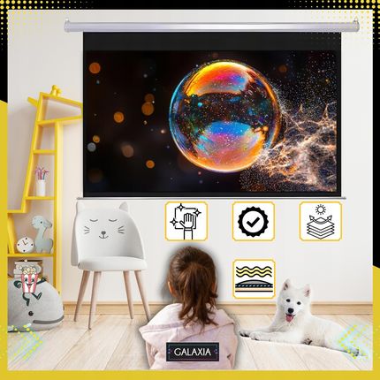 Galaxia Ekran Projekcyjny Elektryczny 120 Cali Do Projektora Rzutnika Z Pilotem - zdjęcie 2