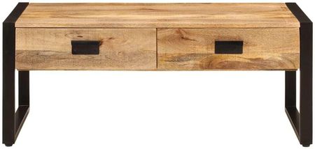 Prolenta Premium Stolik kawowy 100x54x40 cm z litego drewna mango i żelaza - zdjęcie 2