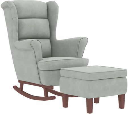 Zakito Europe Fotel Bujany Z Podnóżkiem Aksamit Jasnoszary 78X93X97Cm (Ze3121230) - zdjęcie 2
