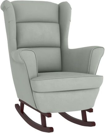 Zakito Europe Fotel Bujany Z Podnóżkiem Aksamit Jasnoszary 78X93X97Cm (Ze3121230) - zdjęcie 4