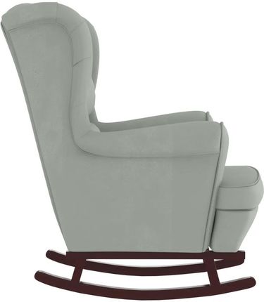 Zakito Europe Fotel Bujany Z Podnóżkiem Aksamit Jasnoszary 78X93X97Cm (Ze3121230) - zdjęcie 3