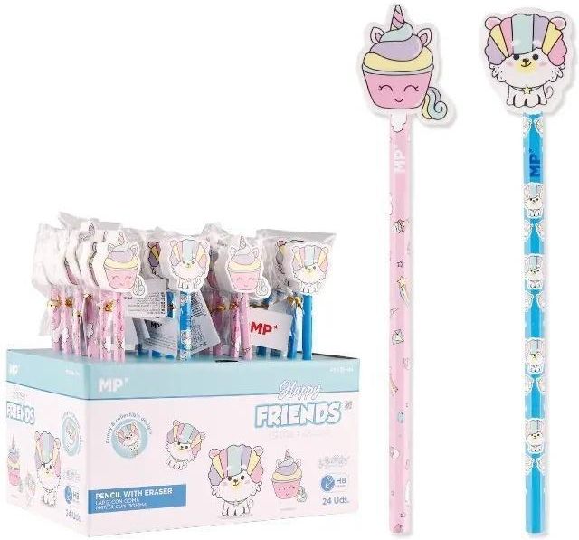 Zdjęcie Mp Main Paper Ołówek Z Gumką Hb Happy Frends 24Szt. - Czempiń