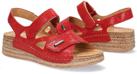 Eleganckie skórzane sandały damskie Pollonus czerwony puma 5-1642-001 - zdjęcie 2