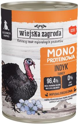 Wiejska Zagroda Monoproteinowa Mokra Karma Dla Szczeniąt Z Indykiem I Jagnięciną 24X400G - zdjęcie 2