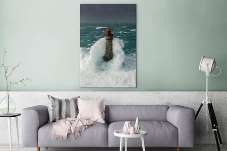 Muchowow Obraz Na Płótnie Latarnia Morska La Jument We Francji Tle Szarego Nieba 80X120Cm (36782419) - zdjęcie 2