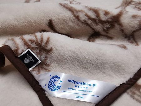 Koc Wełniany Camel Jasny Wielbłąd 100X140 Woolmark Indygosklep.pl - zdjęcie 4