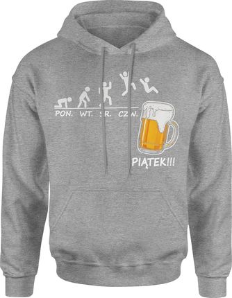 Piwo weekend piątek Męska bluza z kapturem (XXL, Czerwony) - zdjęcie 2
