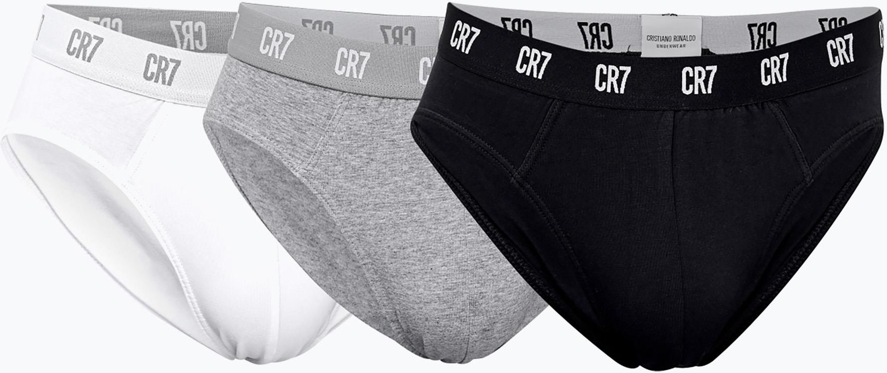 Zdjęcie Slipy męskie CR7 Basic Brief 3 pary black/grey/white Wiosna 2025 - Tarczyn