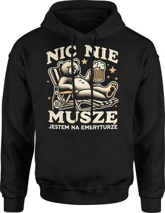 Nic nie muszę jestem na emeryturze miś Męska bluza z kapturem (XXL, Czerwony) - zdjęcie 2