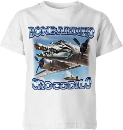 Bombardino Crocodilo Brainrot Tik Tok Memy Bombardiro Crokodilo Bombardinio Dziecięca koszulka (140, Niebieski) - zdjęcie 2