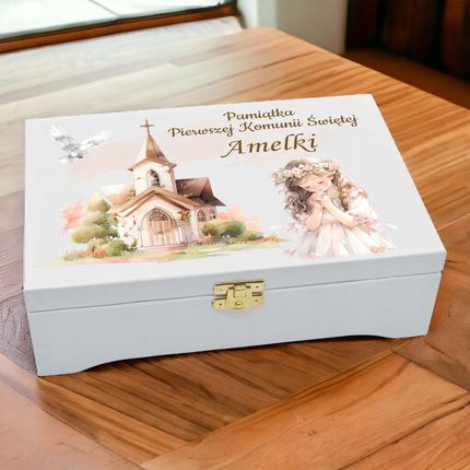 na Komunie świętą pamiątka pudełko Grawer Pamiątka Komunii Świętej - zdjęcie 3