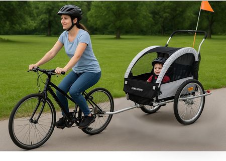 Przyczepka Rowerowa dla Dzieci Jogger Transportowa 3w1 do Roweru 2 Osobowa KRUZZEL 25372 - zdjęcie 5