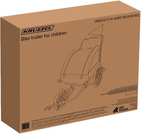 Przyczepka Rowerowa dla Dzieci Jogger Transportowa 3w1 do Roweru 2 Osobowa KRUZZEL 25372 - zdjęcie 6