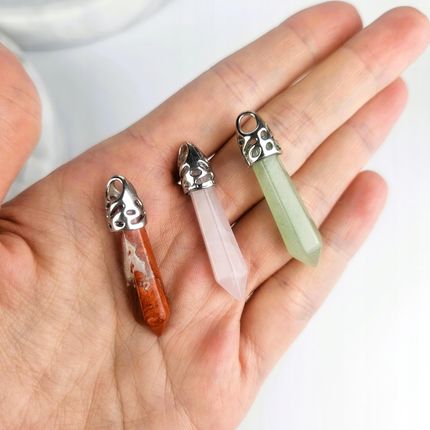 Podłużna zawieszka LAPIS LAZULI 4 cm wisiorek kamień szczęścia - zdjęcie 4